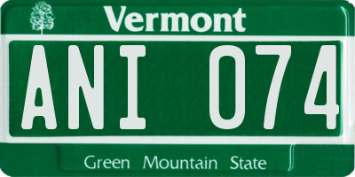 VT license plate ANI074
