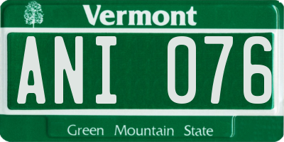 VT license plate ANI076