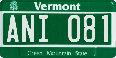 VT license plate ANI081
