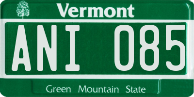 VT license plate ANI085