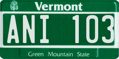 VT license plate ANI103