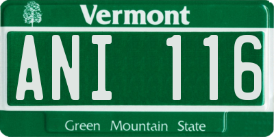 VT license plate ANI116