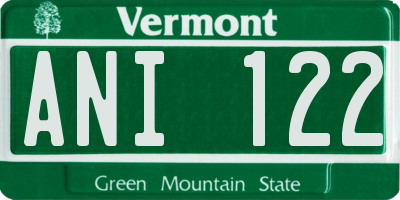 VT license plate ANI122