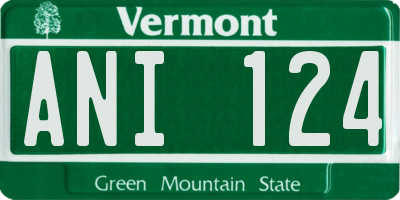 VT license plate ANI124