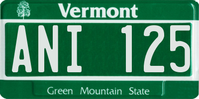 VT license plate ANI125