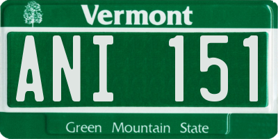 VT license plate ANI151