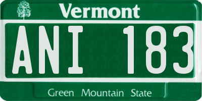 VT license plate ANI183