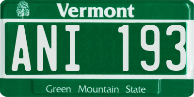 VT license plate ANI193