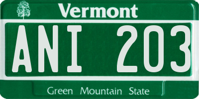 VT license plate ANI203