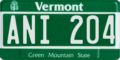 VT license plate ANI204