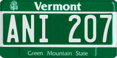 VT license plate ANI207