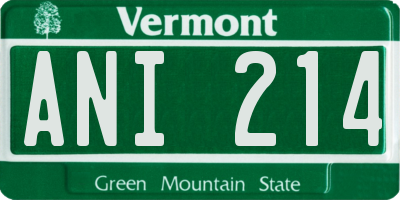 VT license plate ANI214