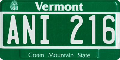 VT license plate ANI216