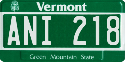 VT license plate ANI218