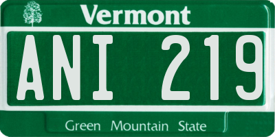 VT license plate ANI219