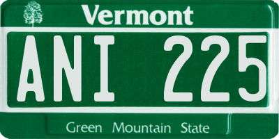 VT license plate ANI225