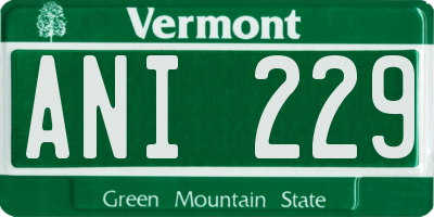 VT license plate ANI229