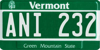 VT license plate ANI232