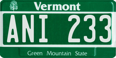 VT license plate ANI233