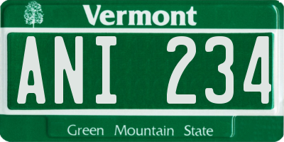 VT license plate ANI234