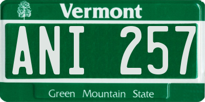 VT license plate ANI257