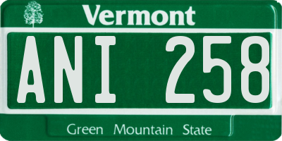 VT license plate ANI258