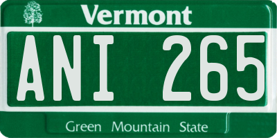 VT license plate ANI265