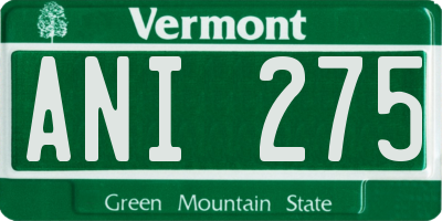 VT license plate ANI275