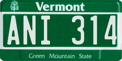 VT license plate ANI314
