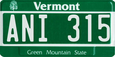 VT license plate ANI315
