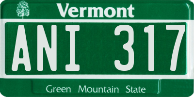 VT license plate ANI317