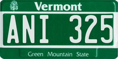 VT license plate ANI325