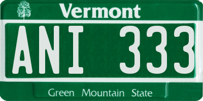 VT license plate ANI333