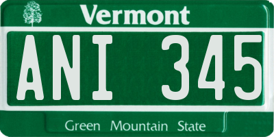VT license plate ANI345