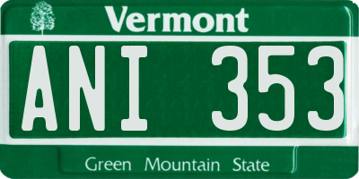 VT license plate ANI353