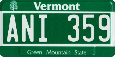 VT license plate ANI359
