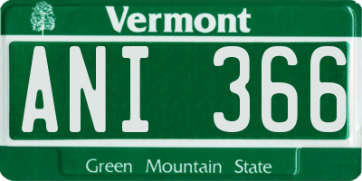 VT license plate ANI366