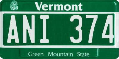 VT license plate ANI374