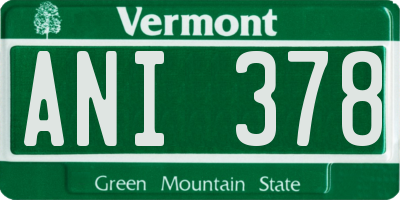 VT license plate ANI378