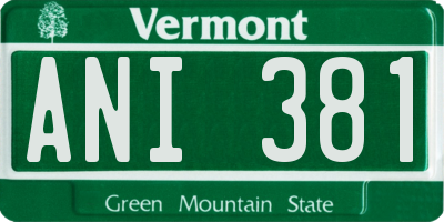 VT license plate ANI381