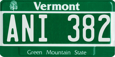 VT license plate ANI382