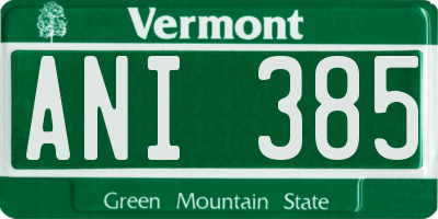 VT license plate ANI385