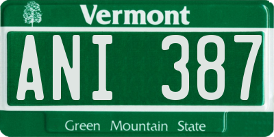 VT license plate ANI387