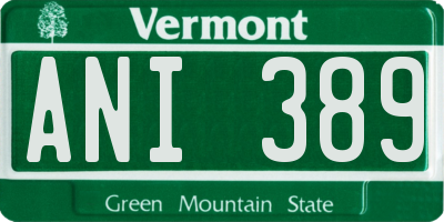 VT license plate ANI389