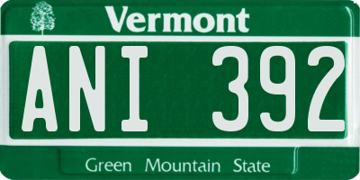 VT license plate ANI392