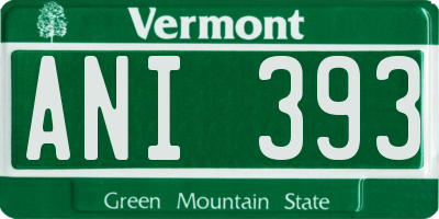 VT license plate ANI393