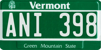 VT license plate ANI398