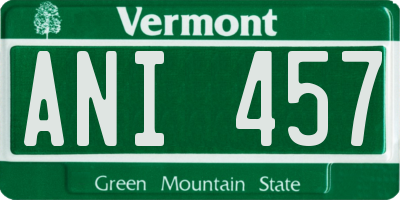 VT license plate ANI457