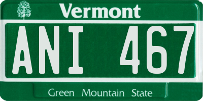 VT license plate ANI467
