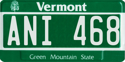 VT license plate ANI468